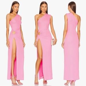 NEW! Michael Costello x REVOLVE- Sofie Gown One Shoulder Pink Maxi Dress Size XS